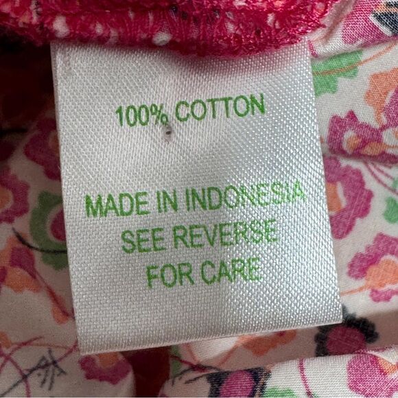 Lilly Pulitzer Floral Cap Sleeve Button Up Shirt White Pink 8 - Picture 10 of 12